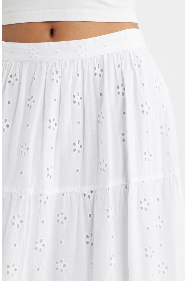 Oasis Broderie Tiered Maxi Skirt, Alternate, color, WHITE