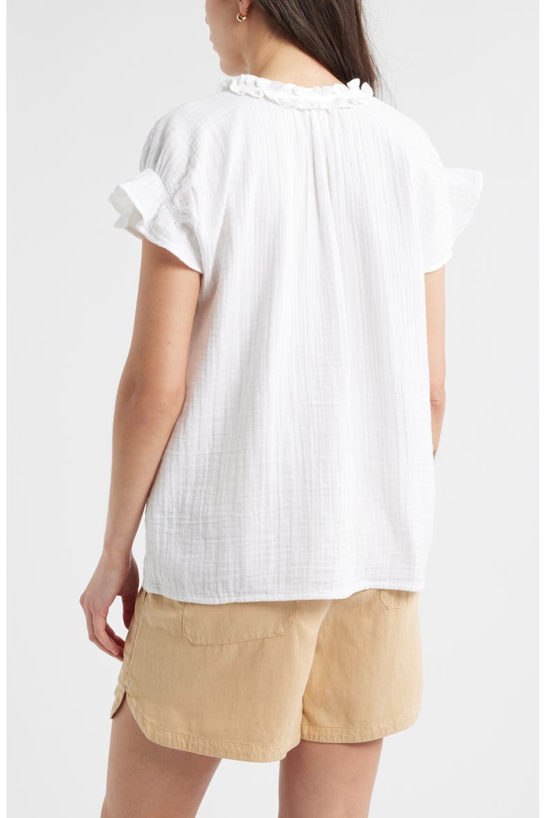 Ruffle Cotton Gauze Top, Alternate, color, WHITE