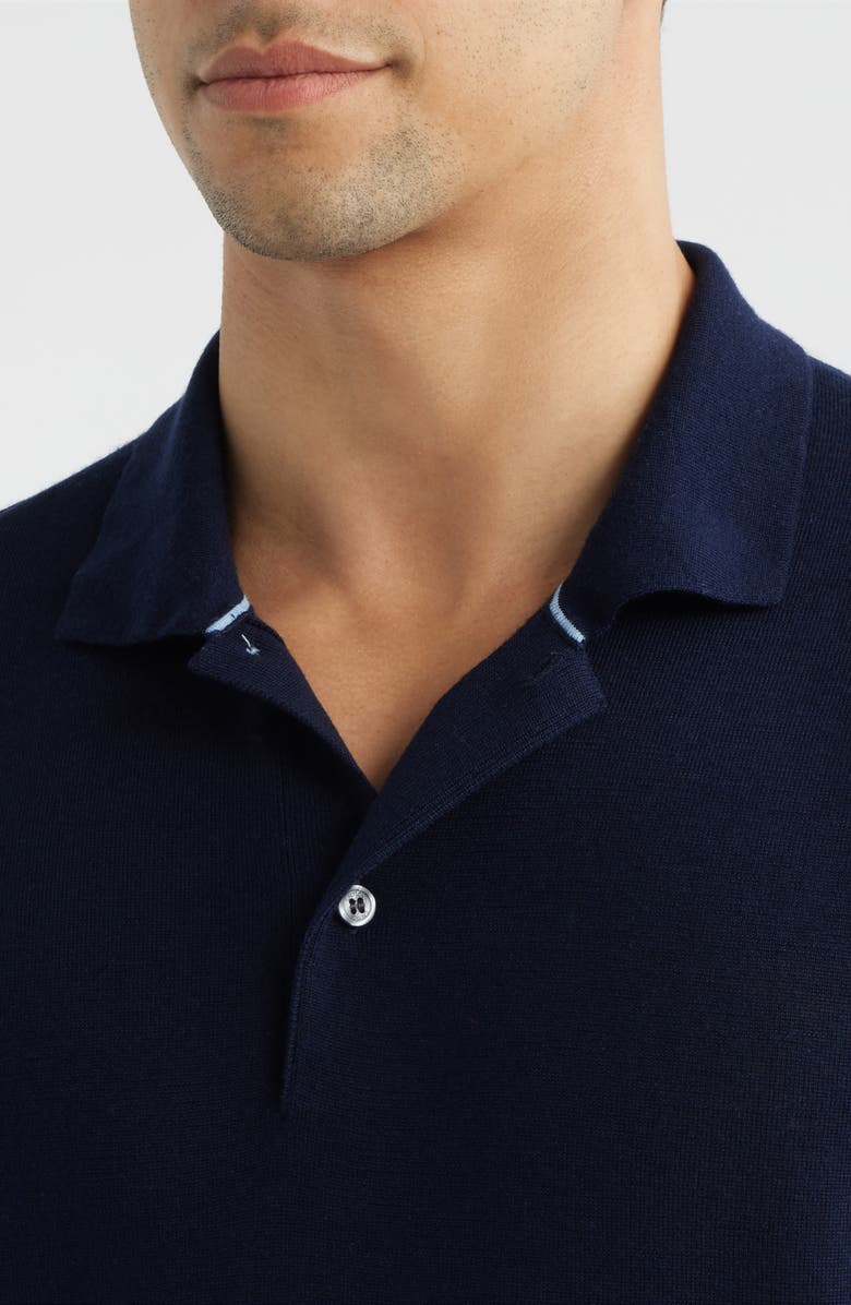 Greyson Saratoga Merino Wool Long Sleeve Polo, Alternate, color, Maltese Blue