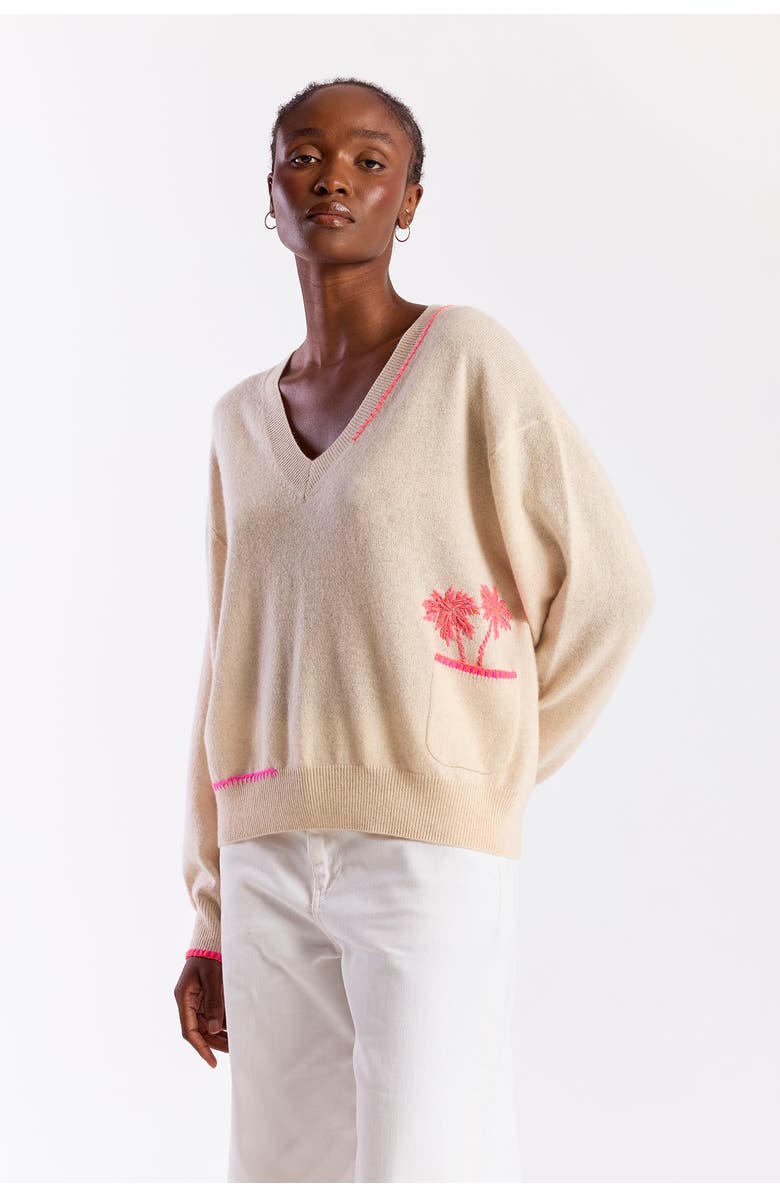 Brodie Pure Cashmere Palm Pocket 100% Cashmere V-Neck Sweater, Main, color, Lace