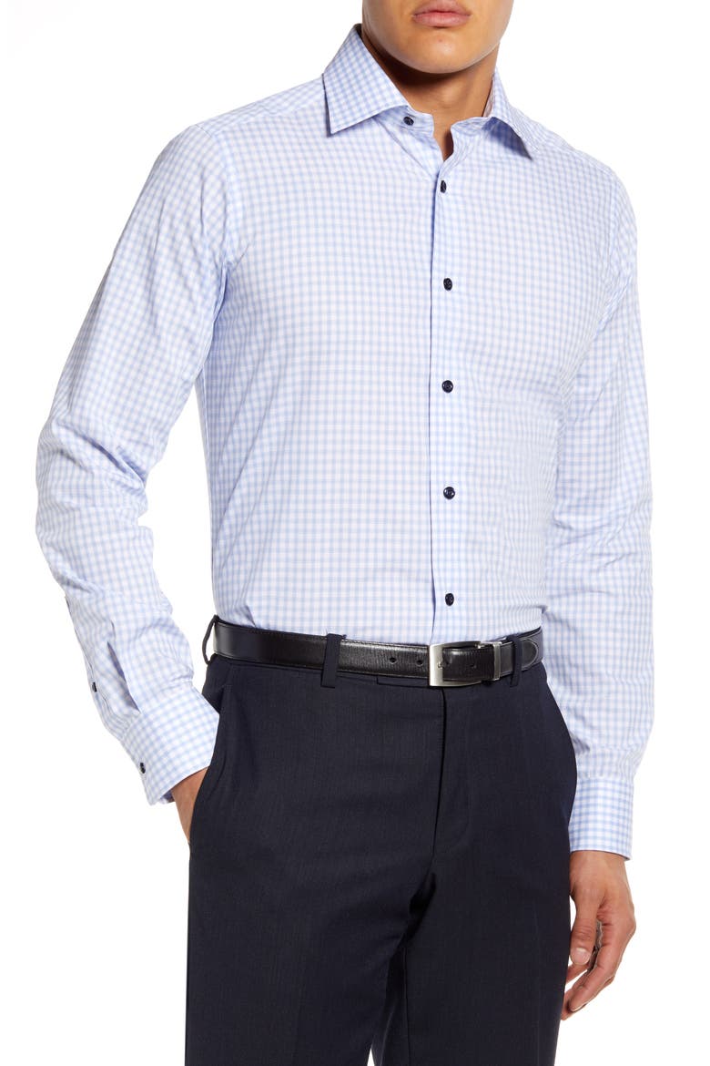Slim Fit Check Dress Shirt, Main, color, WHITE/BLUE