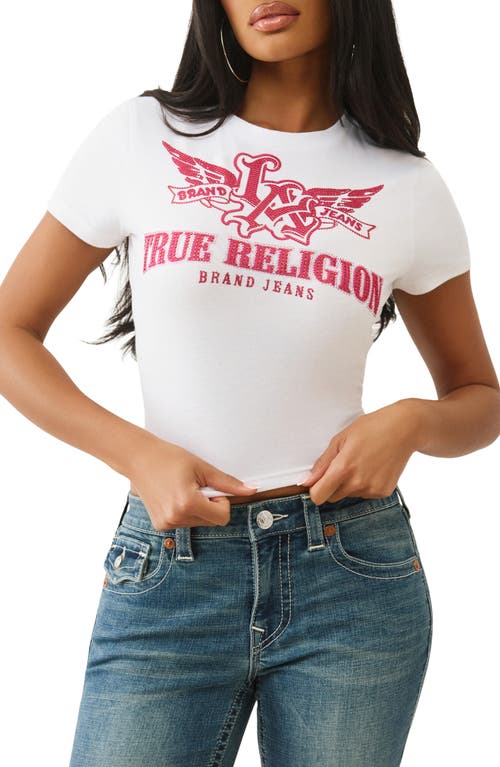 True Religion Wing Crystal Baby T-shirt In White
