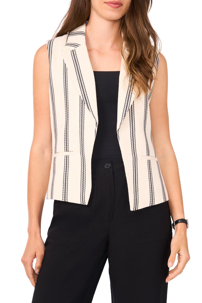 Stripe Tweed Vest, Main, color, NEW IVORY
