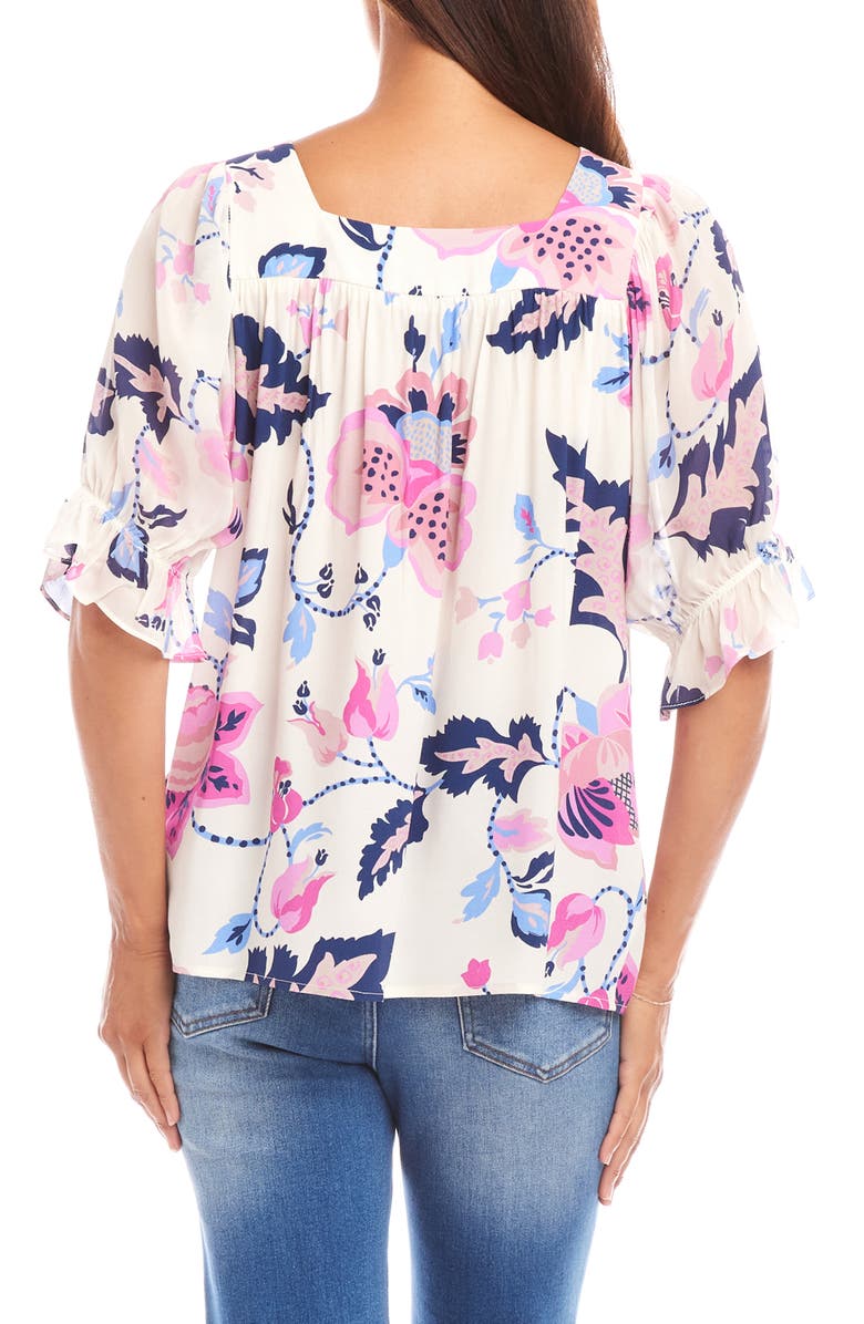 Karen Kane Floral Print Square Neck Top, Alternate, color, Print