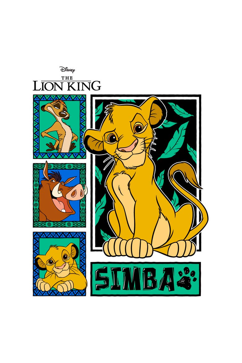 Men's Lion King Best Friends Panels  Graphic T-Shirt, Alternate, color, White