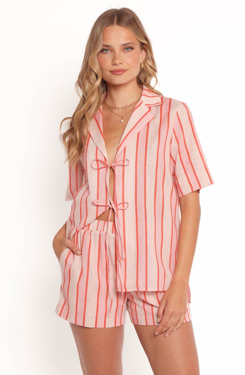 Petal & Pup Aaliyah Stripe Cotton Shorts, Alternate, color, Pink Stripe