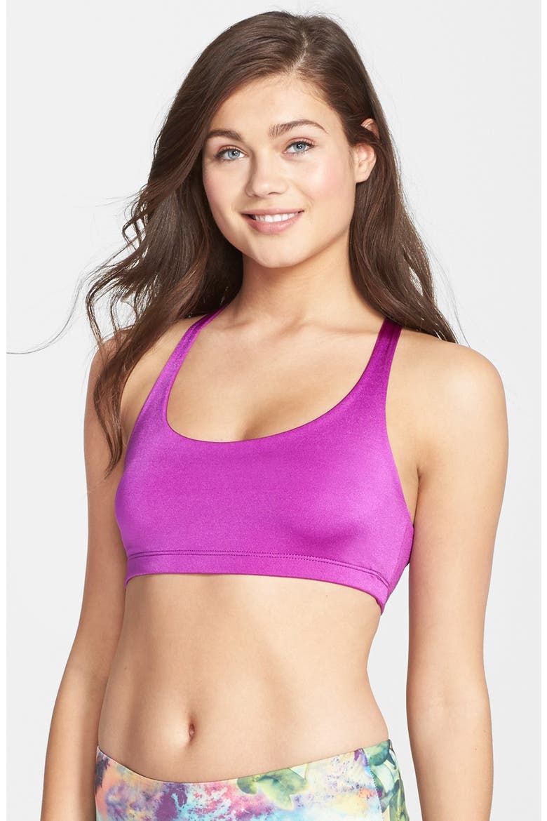 'Chic' Strappy Back Sports Bra, Main, color, MAGENTA