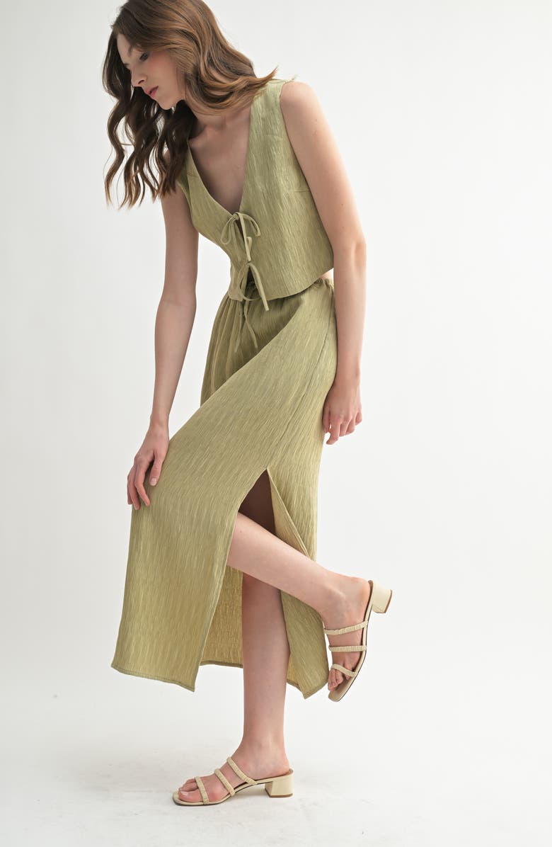 Lush Textured Midi Skirt, Alternate, color, Light Sage