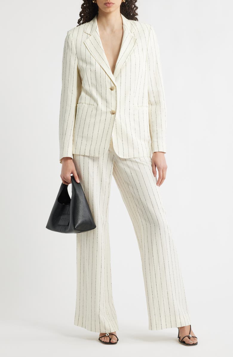 Nordstrom The Liv Boyfriend Pinstripe Blazer, Alternate, color, Ivory- Black Pinstripe