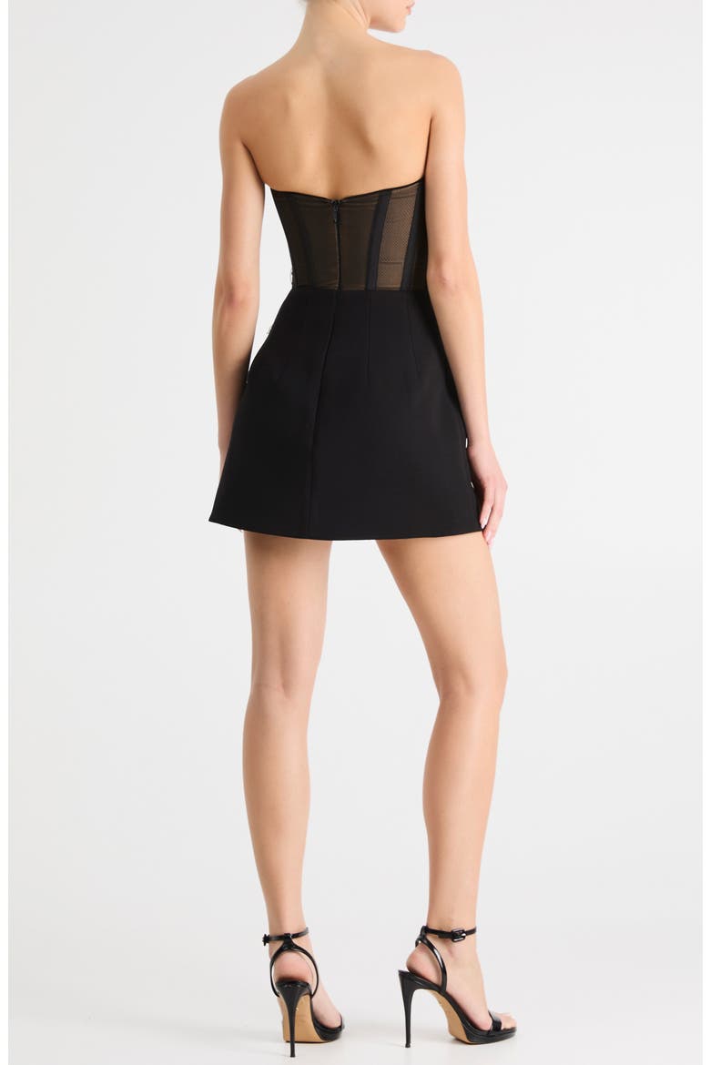 Priscilla Floral Appliqué Strapless Minidress, Alternate, color, BLACK/ WHITE
