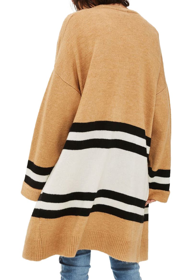 Stripe Colorblock Cardigan, Alternate, color, CAMEL MULTI