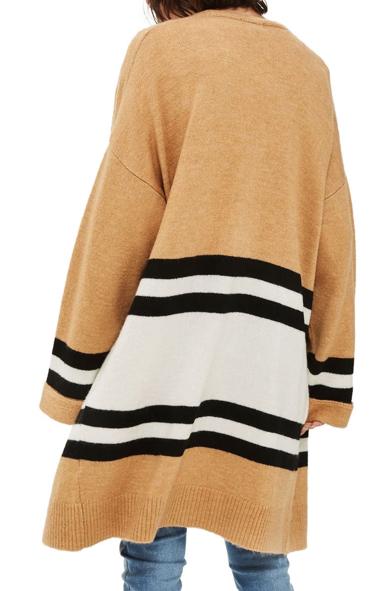 Topshop Stripe Colorblock Cardigan, Alternate, color, 