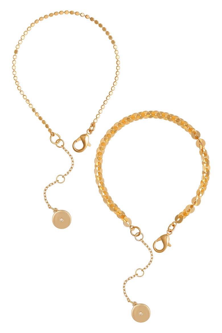 Set of 2 Mixed Chain Bracelets, Alternate, color, GOLD TONE