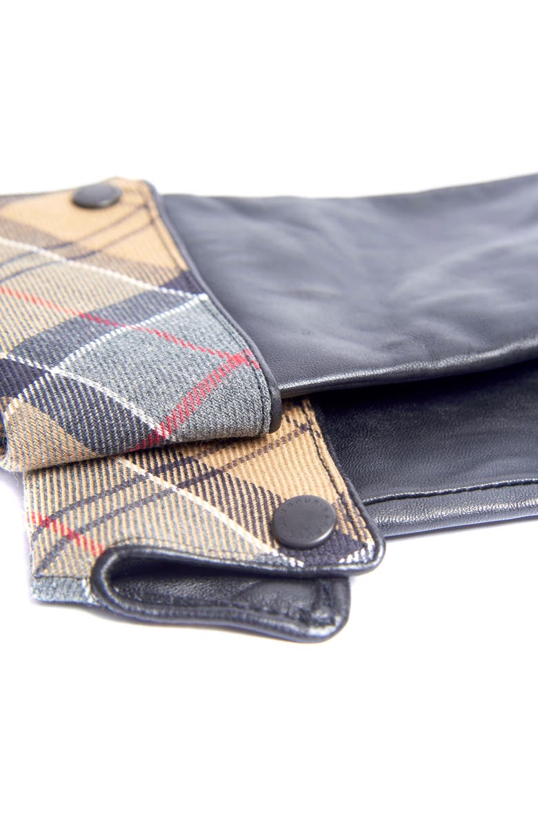 Barbour Lady Jane Tartan Cuff Leather Gloves, Alternate, color, Black/Dress Tartan