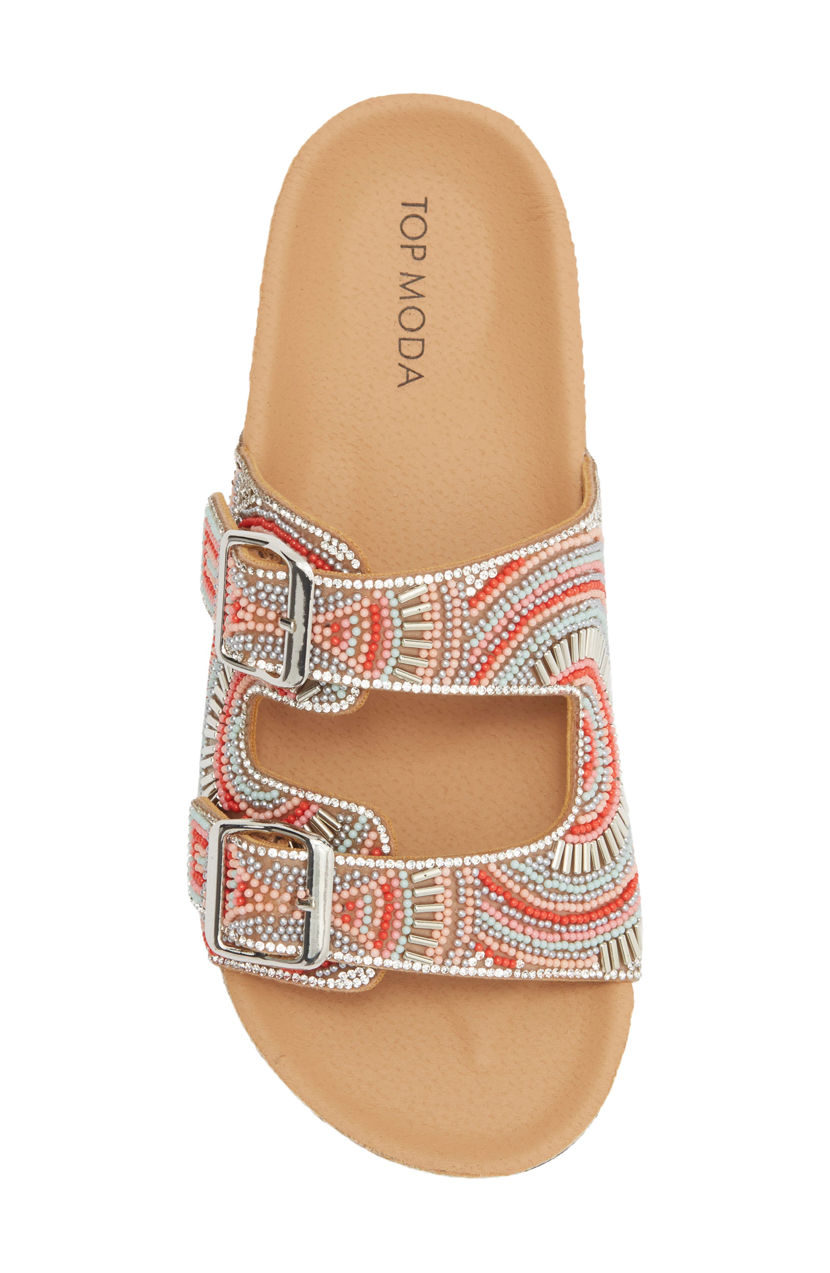 TOP MODA Spring Slide Sandal, Alternate, color, Multi Bead