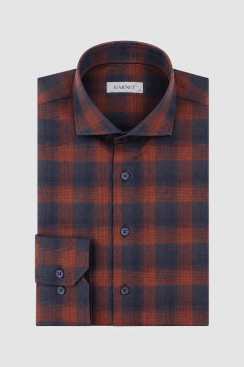 Men's Regular-fit Melange Plaid Flannel Shirt