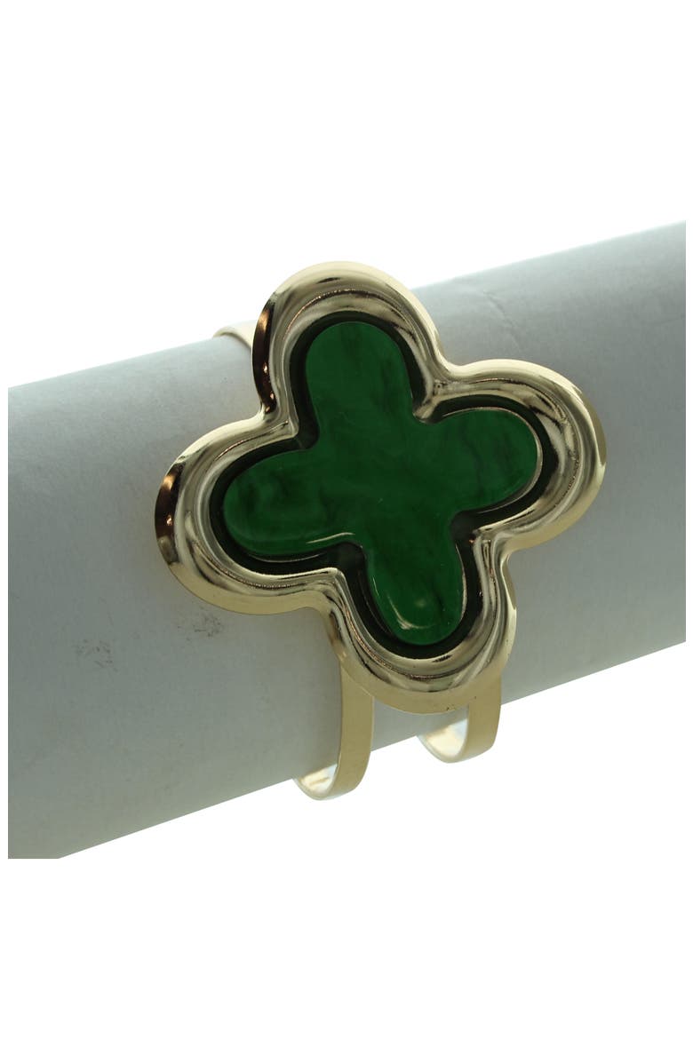 Clover Cuff Bracelet, Main, color, GOLD / GREEN