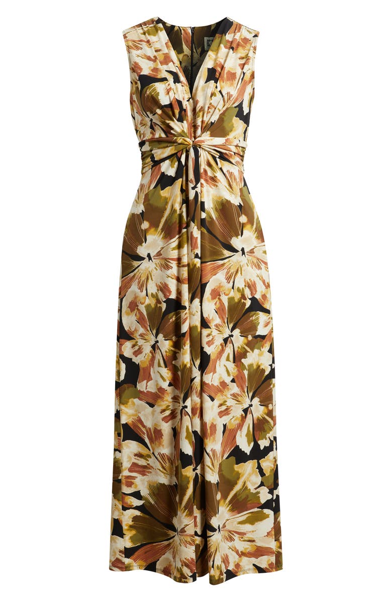 Anne Klein Twist Front Sleeveless Maxi Dress, Alternate, color, Anne Black Mutli