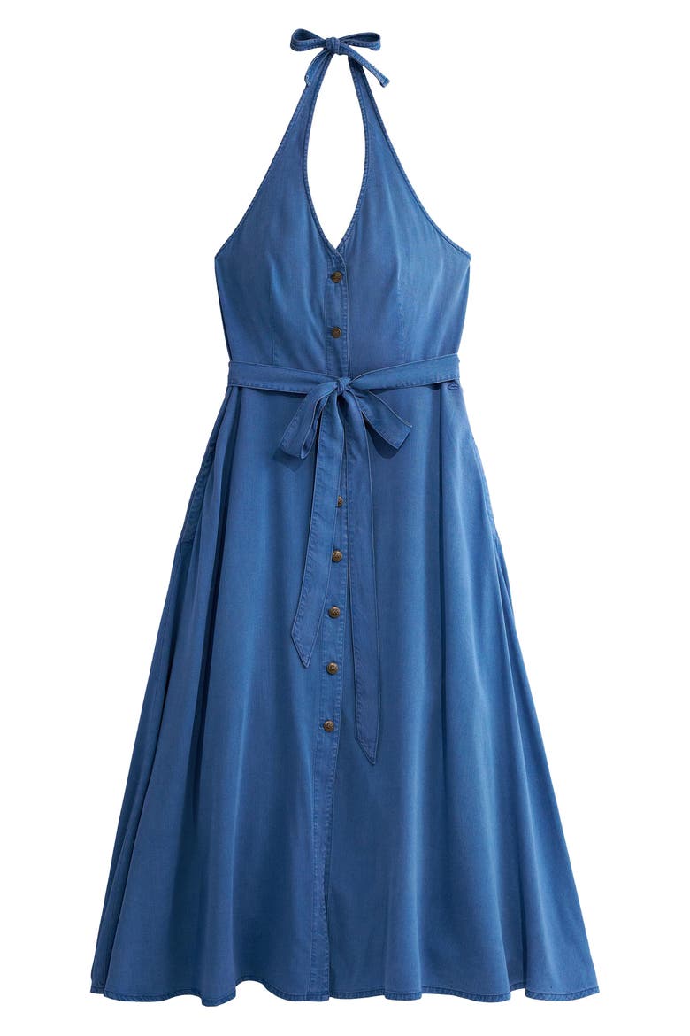 Belted Button Front Midi Dress, Alternate, color, CHAMBRAY