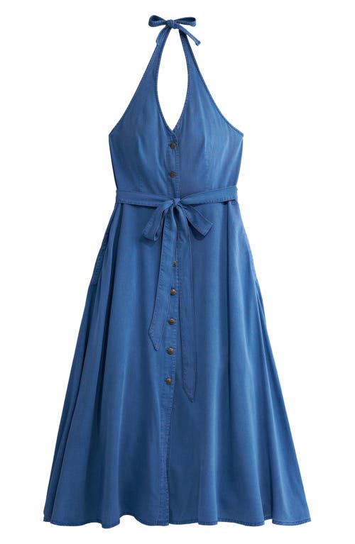 Lee Belted Button Front Midi Dress In Chambray