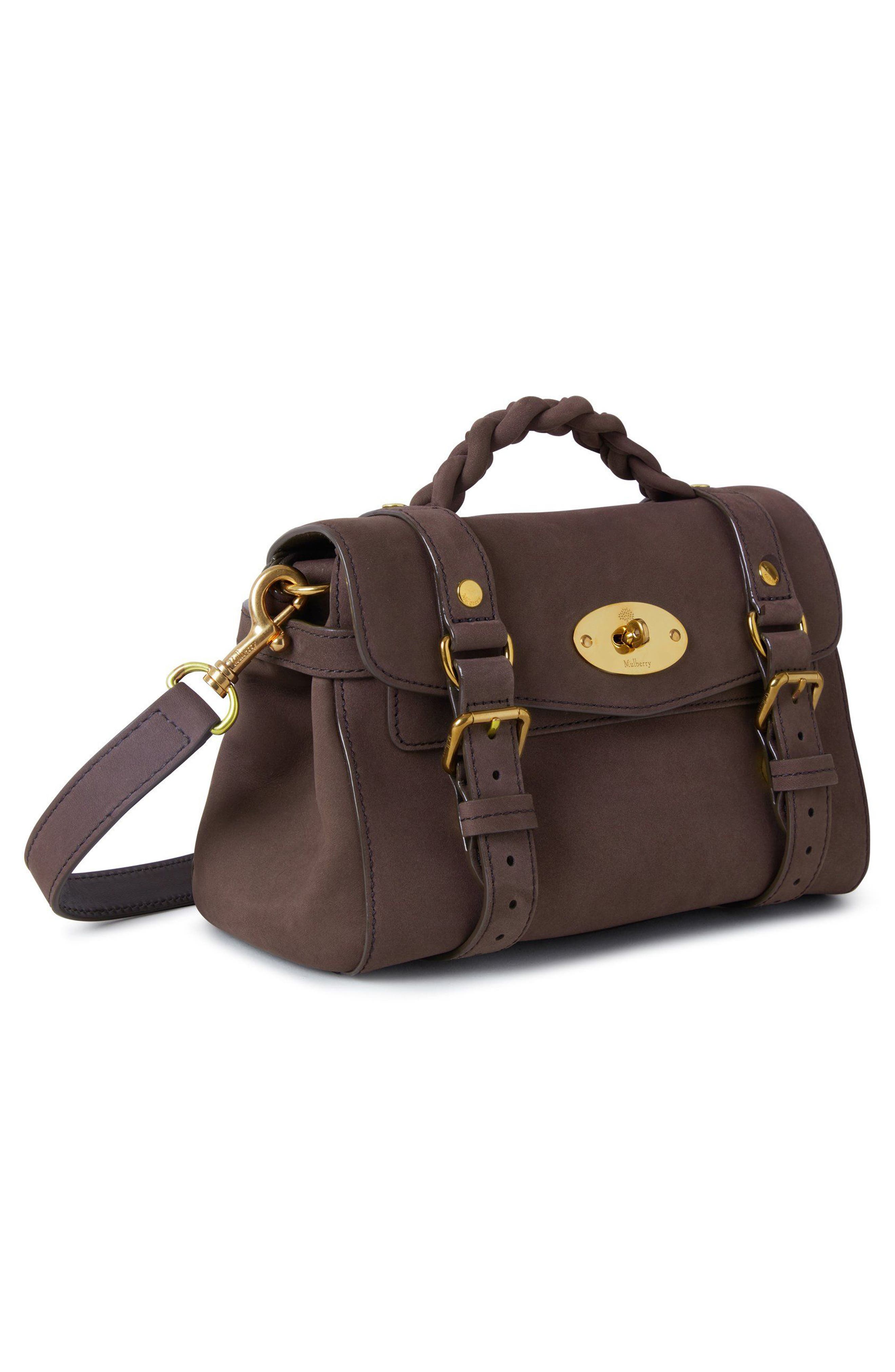 Mulberry Mini Alexa Nubuck Leather Satchel, Alternate, color, 