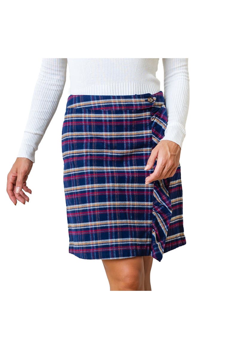 Women's Organic Flannel Ruffle Skirt, Main, color, Navy Autumn Plaid