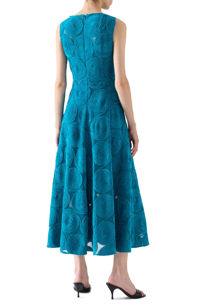 Chenille Dot Mesh Midi Dress, Alternate, color, LAGOON