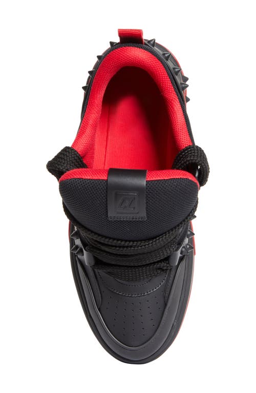 Christian Louboutin Astroskate Spiked Leather-trimmed Sneakers In Black