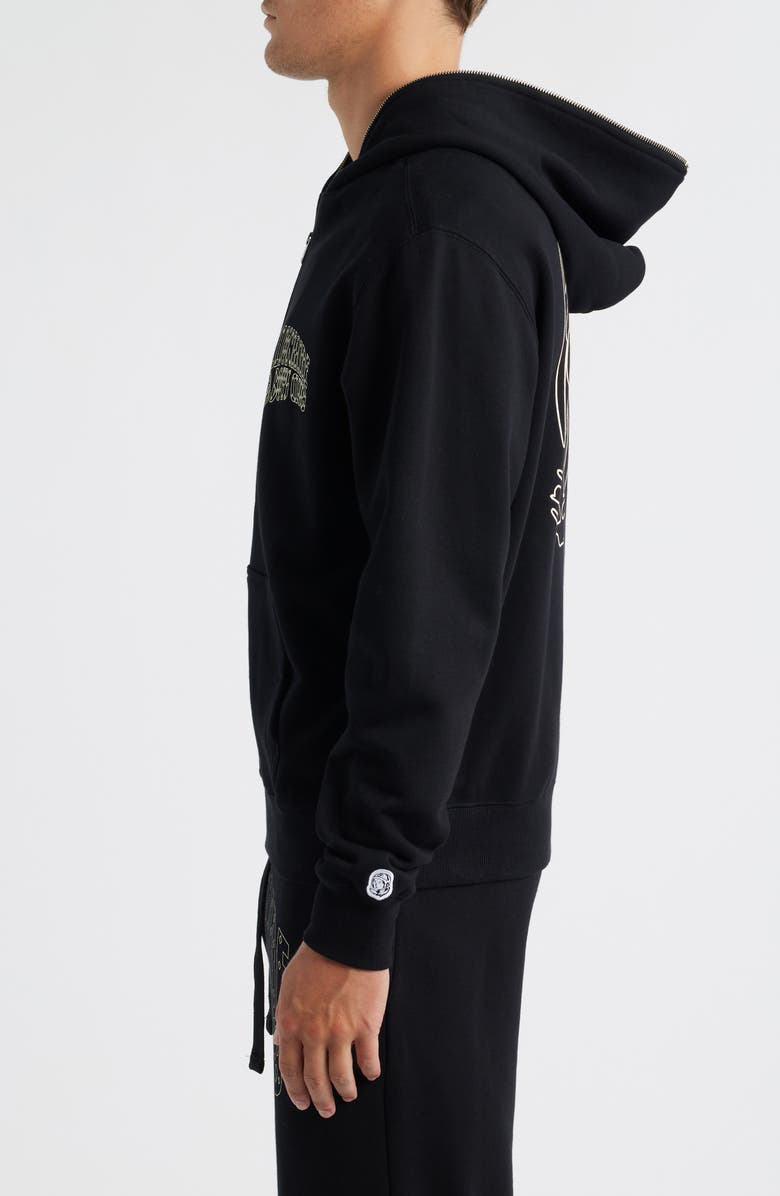 Billionaire Boys Club Small Curve Graphic Zip Hoodie, Alternate, color, Black