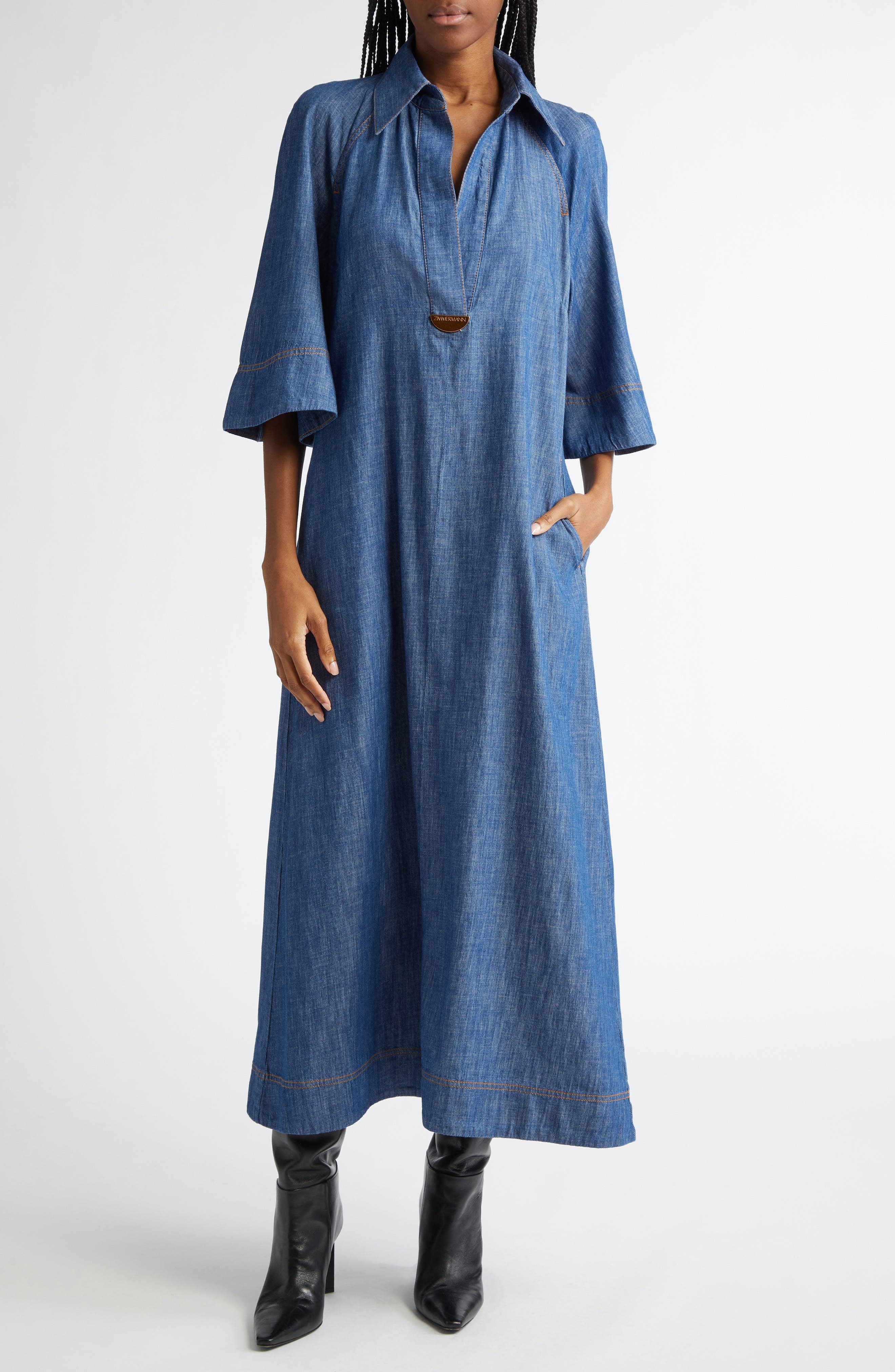 denim and company maxi dresses MO&Co. Women's Longline Denim Dress