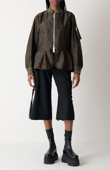 Sacai Quilted Satin Peplum Jacket | Nordstrom