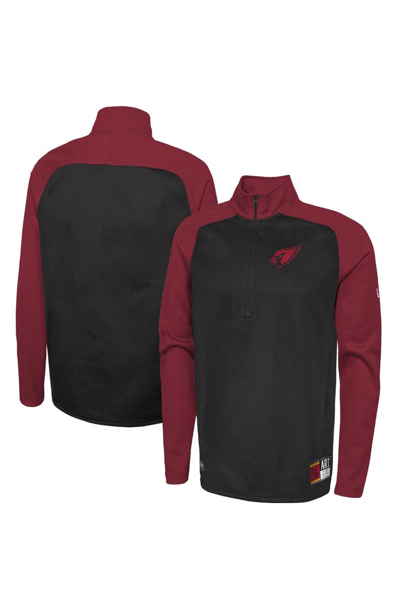 New Era Men's New Era Black Arizona Cardinals Combine Authentic O-Line Raglan Half-Zip Jacket, Main, color, Black