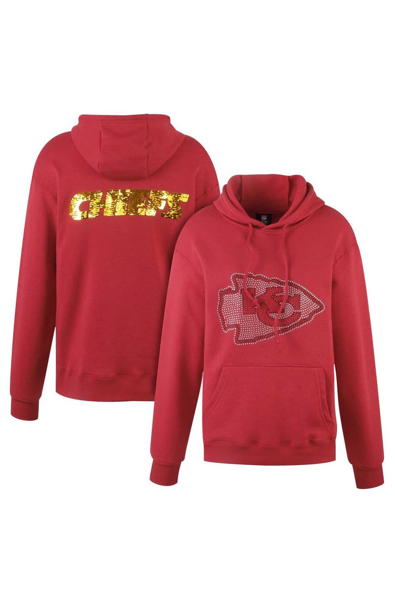 CUCE Women's Cuce Red Kansas City Chiefs Rhinestone Logo Wordmark Pullover Hoodie, Main, color, 