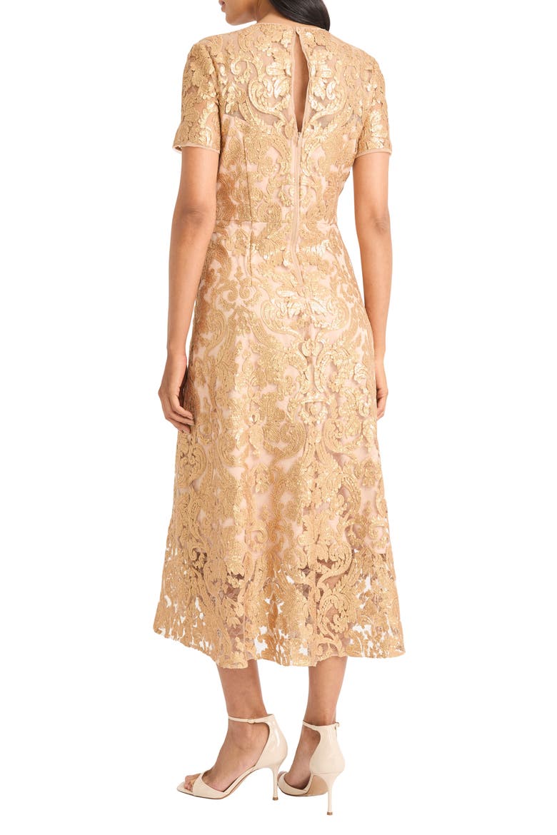 Sequin Fit & Flare Cocktail Dress, Alternate, color, CARAMEL