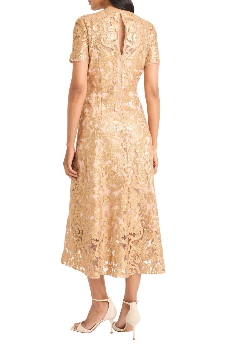 Maggy London Sequin Fit & Flare Cocktail Dress, Alternate, color, Caramel