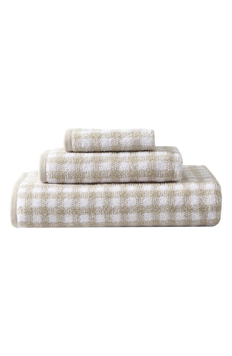 Laura Ashley Ginny 3-Piece Cotton Towel Set, Main, color, Tan/ White