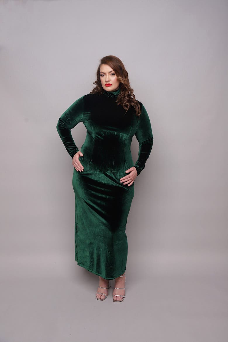 Nipi  Velvet Dress, Alternate, color, Olive Green