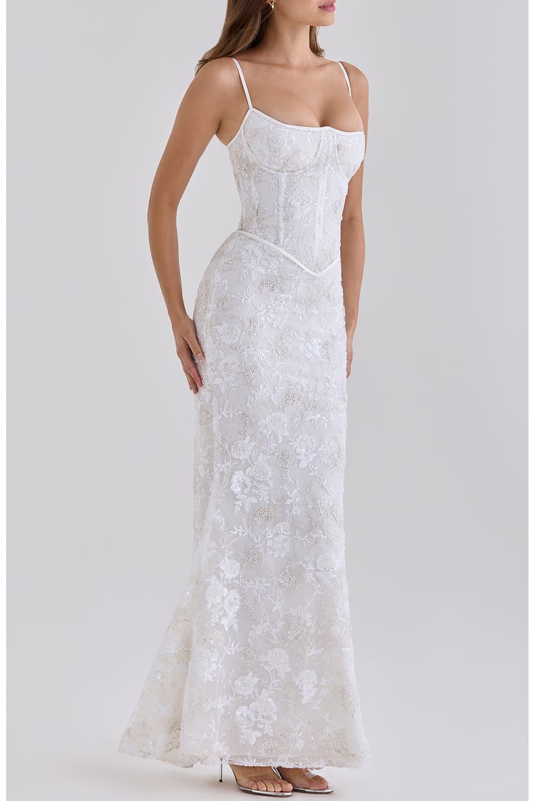 Naima Hand Beaded Gown, Alternate, color, WHITE