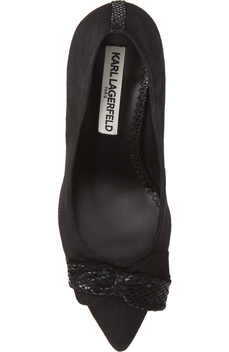 KARL LAGERFELD PARIS Bow Pointed Toe Pump, Alternate, color,