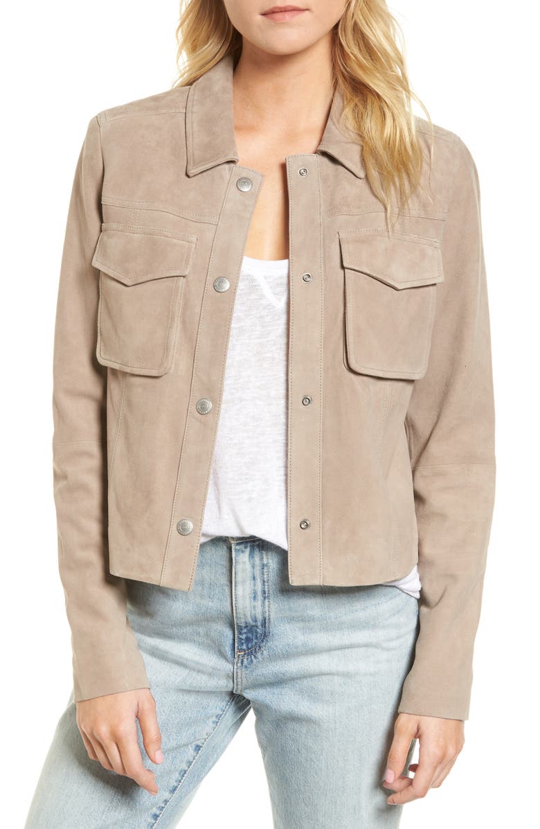 AG Ari Suede Trucker Jacket, Main, color,