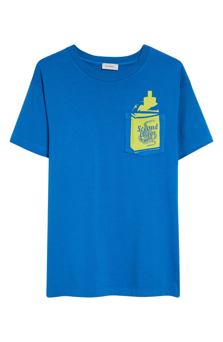 Second Layer Ciggy Pocket Cotton Graphic T-Shirt, Alternate, color, Blue/ Yellow
