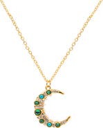 LA MENO Turquoise Moon Pendant Necklace