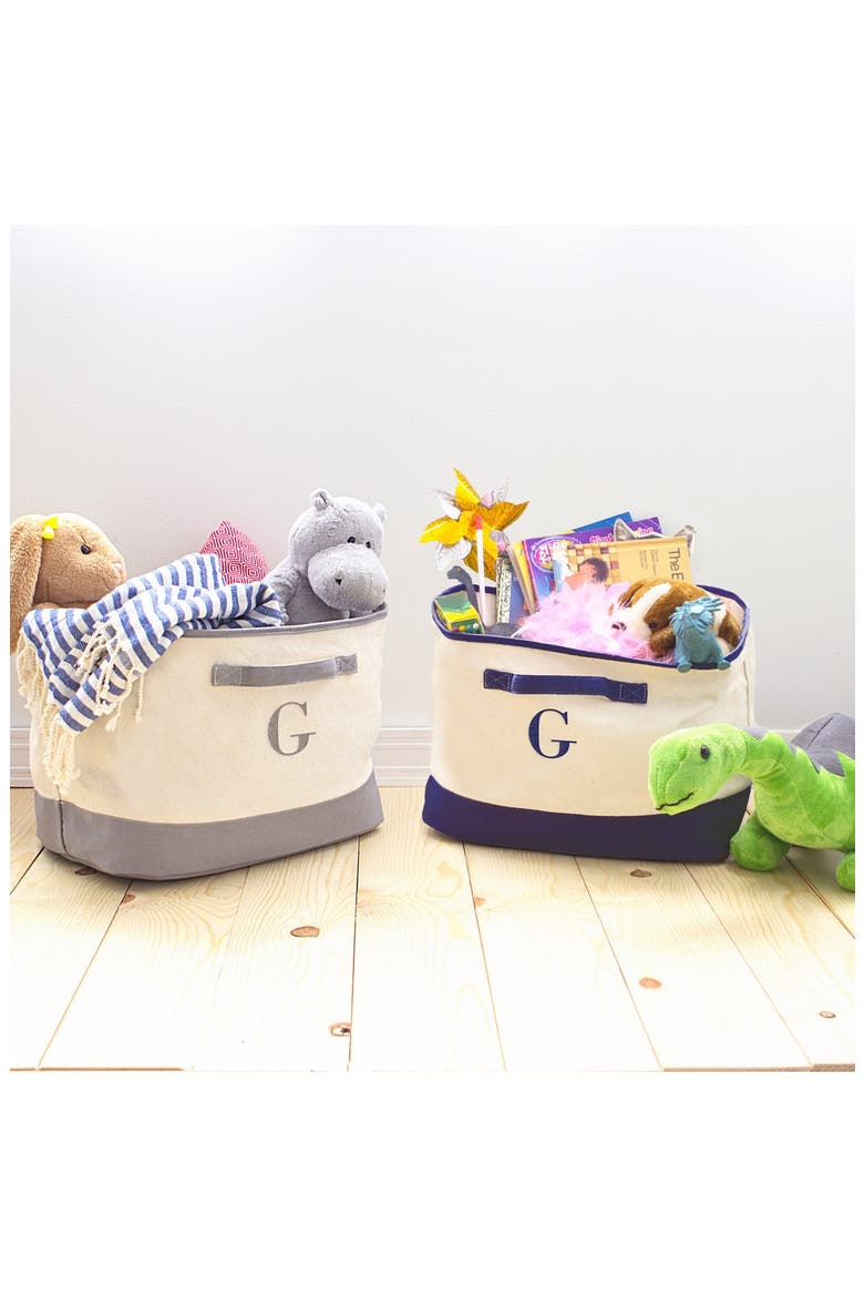 Monogram Square Canvas Bin, Alternate, color, NAVY - Z