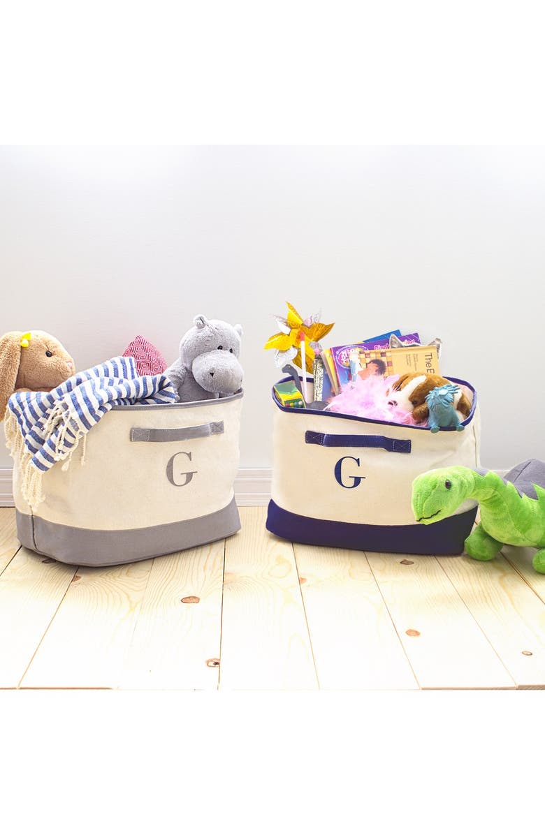 Cathy's Concepts Monogram Square Canvas Bin, Alternate, color,