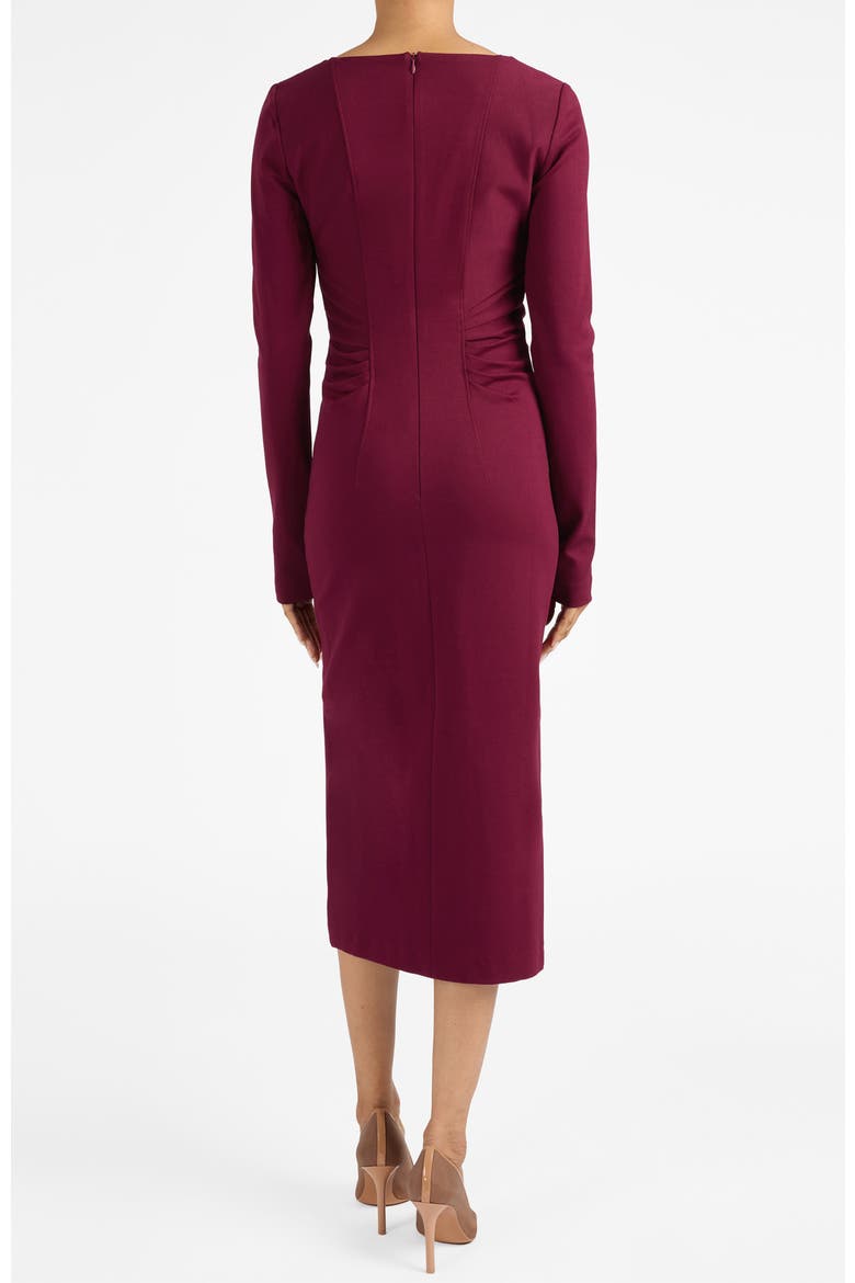 Willa Long Sleeve Midi Dress in Punto Milano, Alternate, color, BORDEAUX