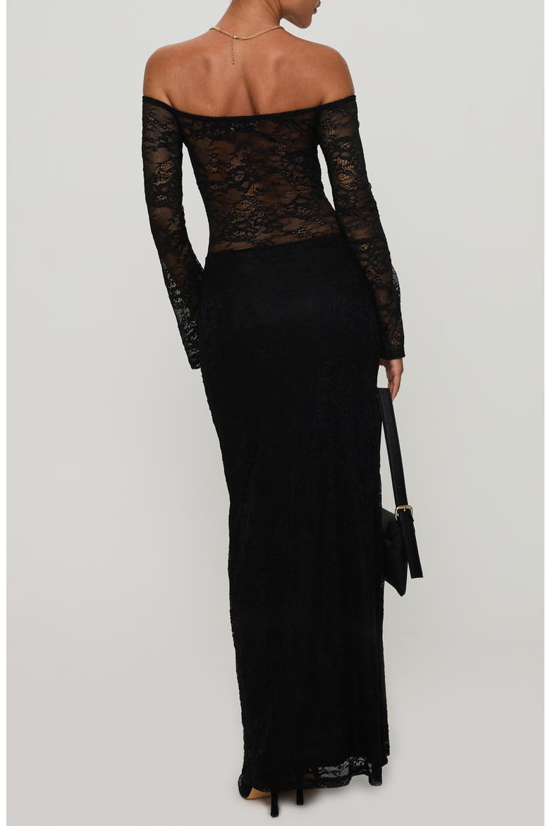 Pinot Grigio Lace Off the Shoulder Top, Alternate, color, BLACK