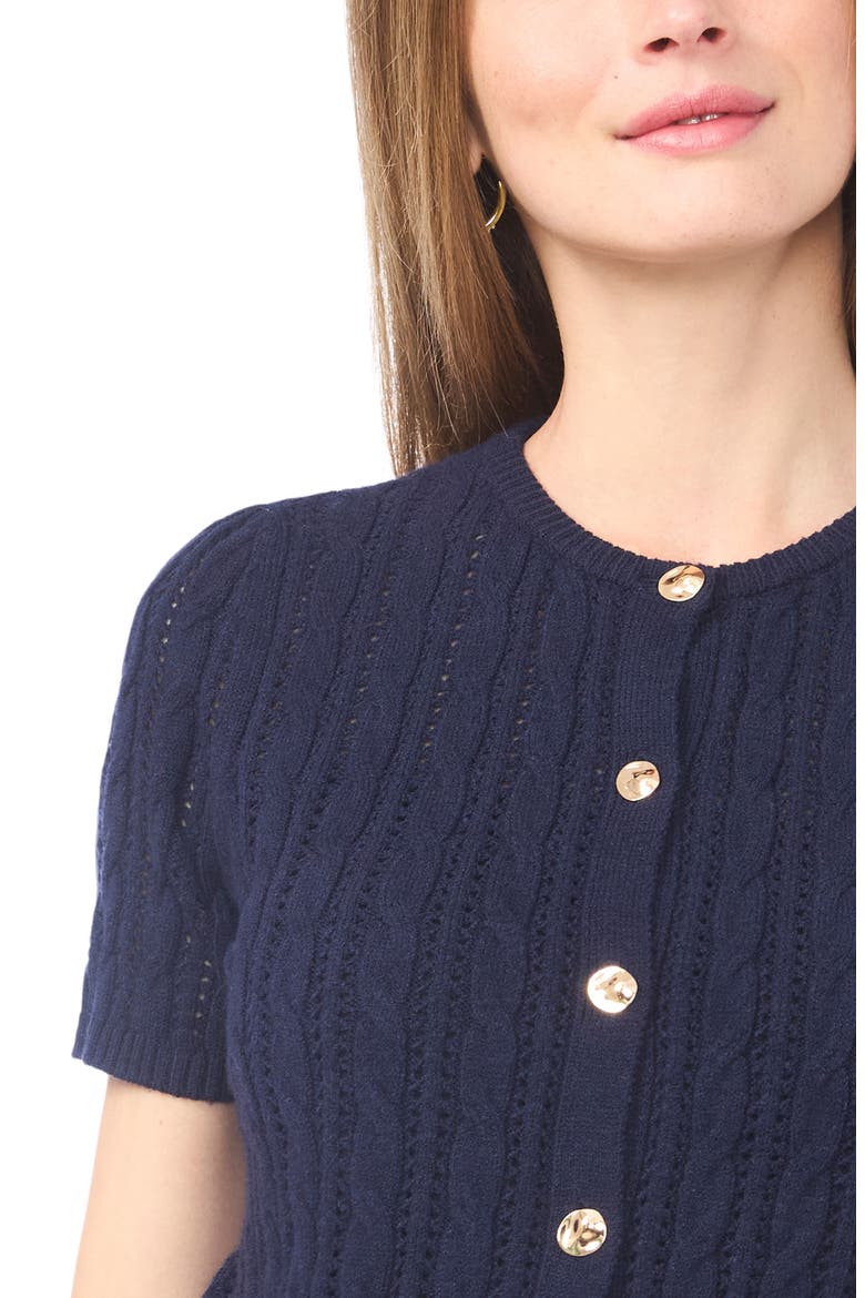 Short Sleeve Pointelle Knit Sweater, Alternate, color, CLASSIC NAVY