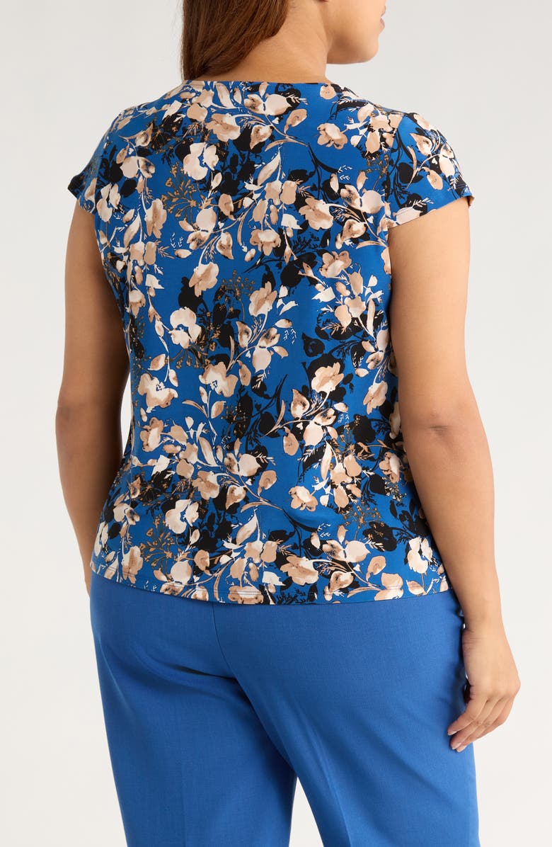 KASPER Floral Cowl Neck Cap Sleeve Top, Alternate, color, 