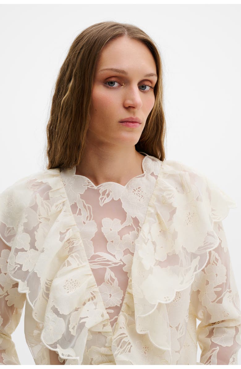 Malina Sansa Ruffled Lace Blouse, Alternate, color, Vanilla
