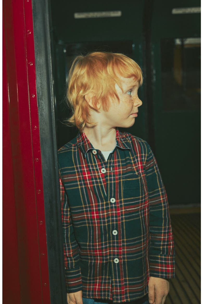Kids' Cosy Check Cotton Shirt, Alternate, color, NAVY CHECK